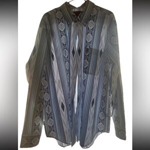 Rock&Roll Denim Men’s Blue Large Classic Fit Western Button up Long Sleeve Shirt